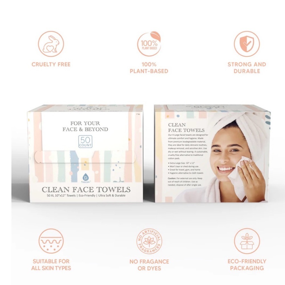 Pursonic Clean Face Towels XL box of 50 (A1) - Picture 3 of 5